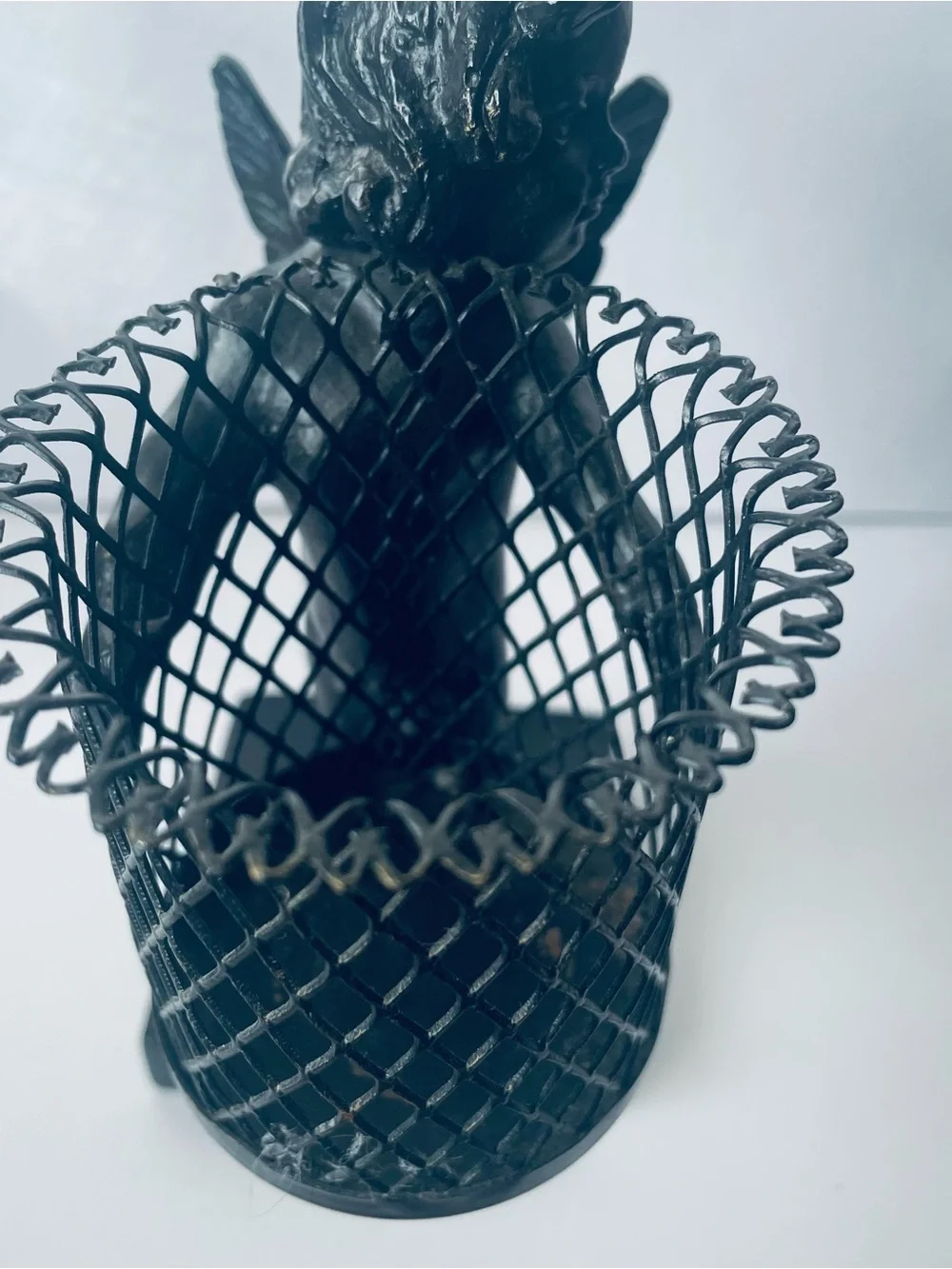 Black Iron Cherub Desk votive candle Holder Decorative Accent